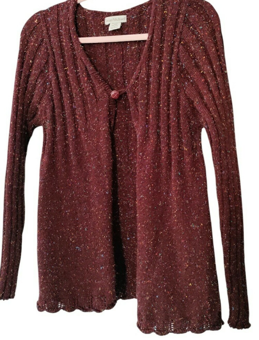 Vintage Dean Michael Marled Knit Sweater Whimsigoth Single Button Ribbed